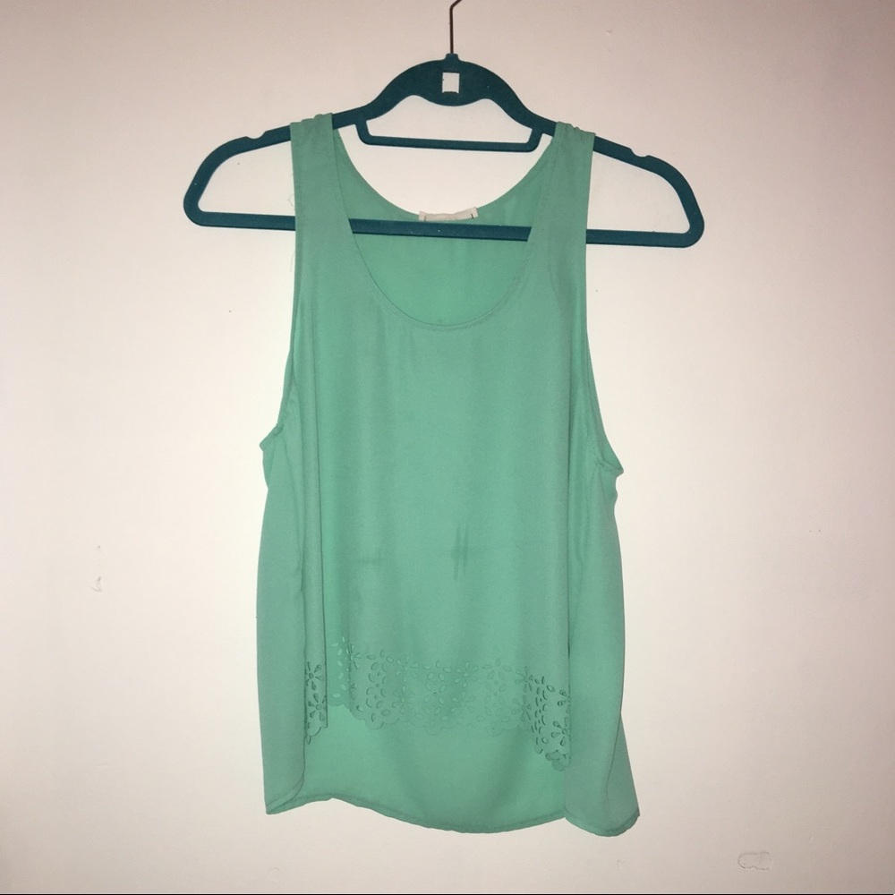 Light blue sheer top with cutouts